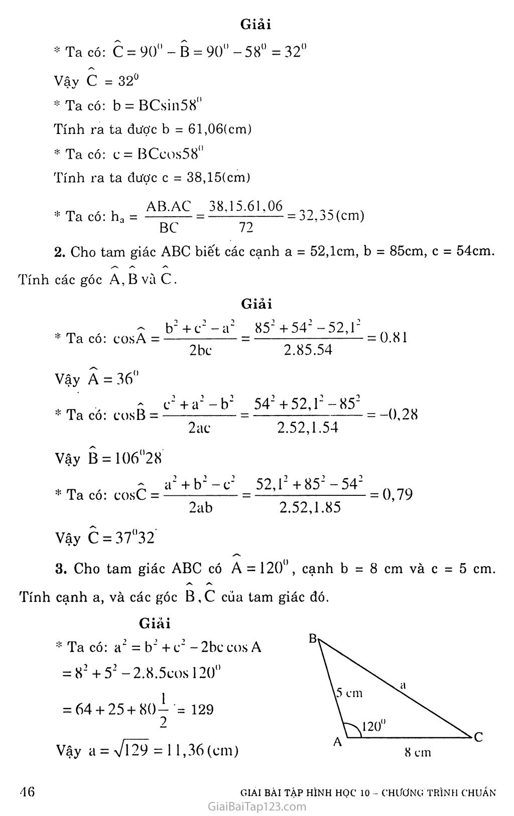Bài 3. Hệ thức lượng trong tam giác và giải tam giác trang 2