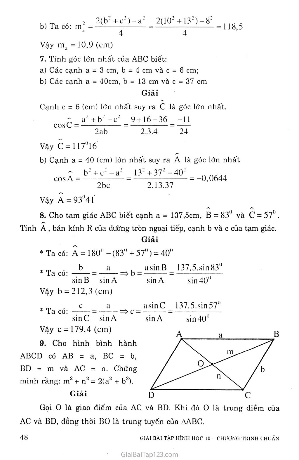 Bài 3. Hệ thức lượng trong tam giác và giải tam giác trang 4