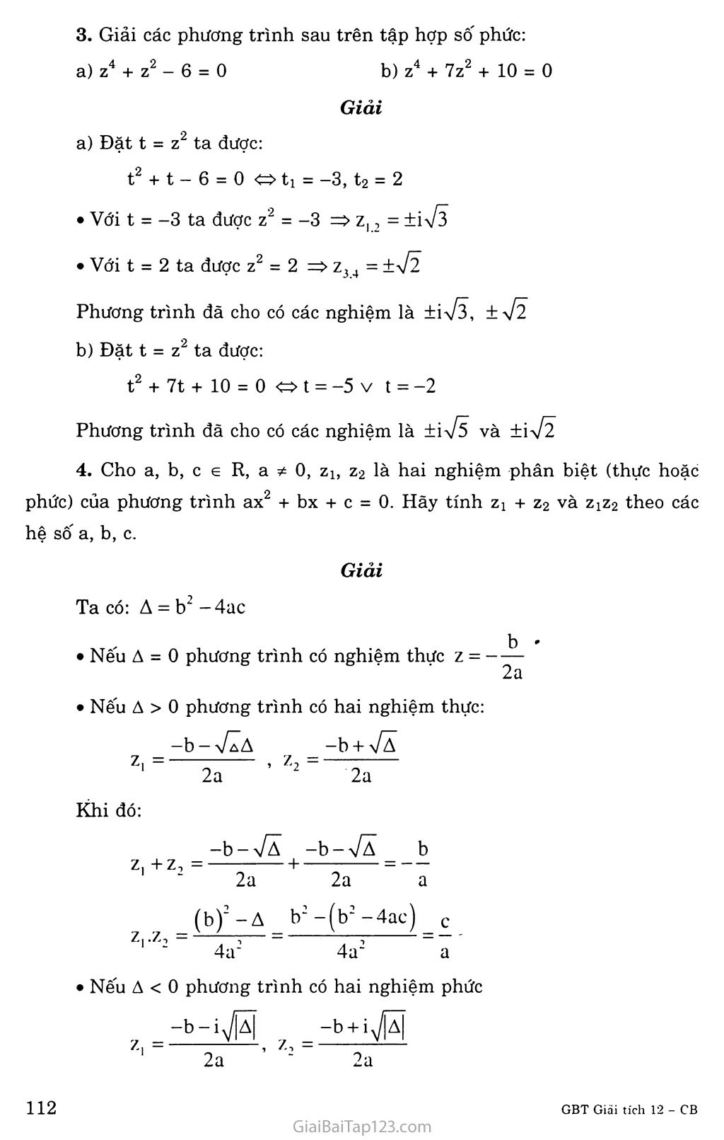 Bài 4. Phương trình bậc hai với hệ số thực trang 2