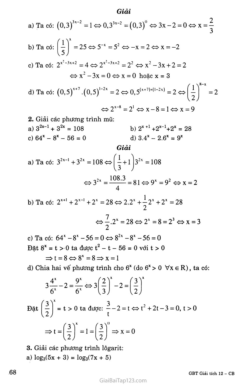 Bài 5. Phương trình mũ và phương trình lôgarit trang 2