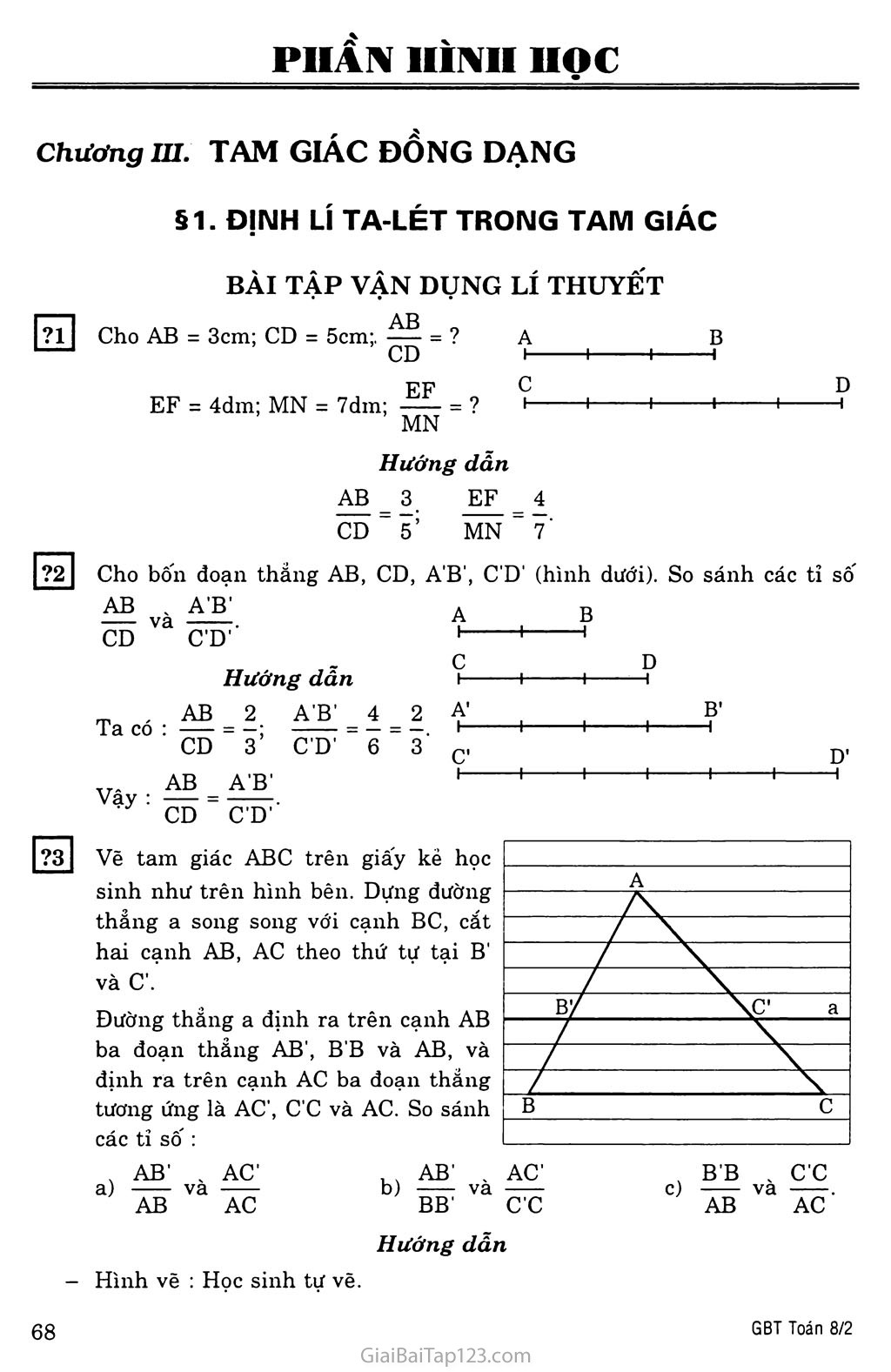 §1. Định lí Ta-lét trong tam giác trang 1