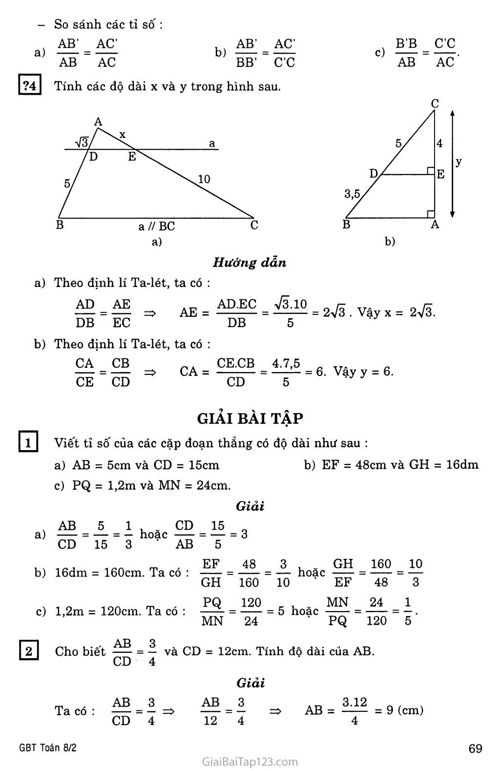 §1. Định lí Ta-lét trong tam giác trang 2