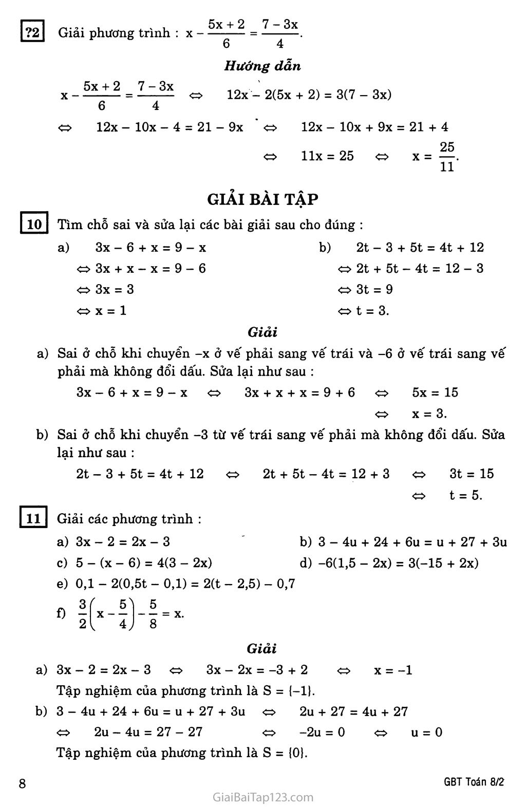 §3. Phương trình đưa được về dạng ax + b = 0 trang 2