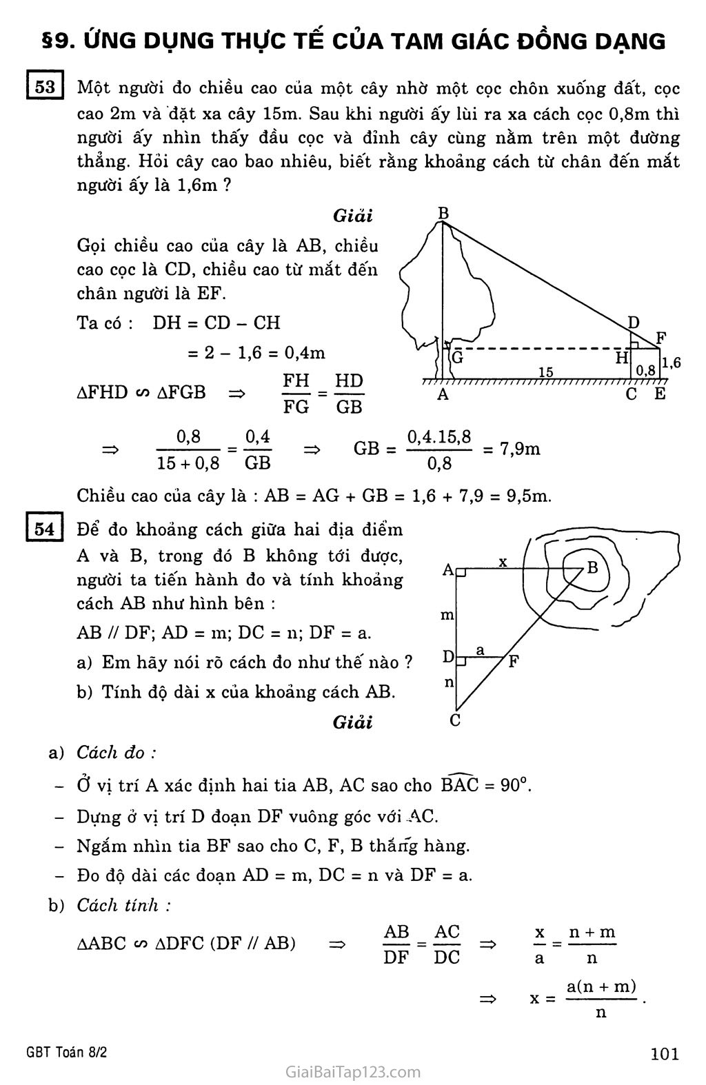 §9. Ứng dụng thực tế của tam giác đồng dạng trang 1