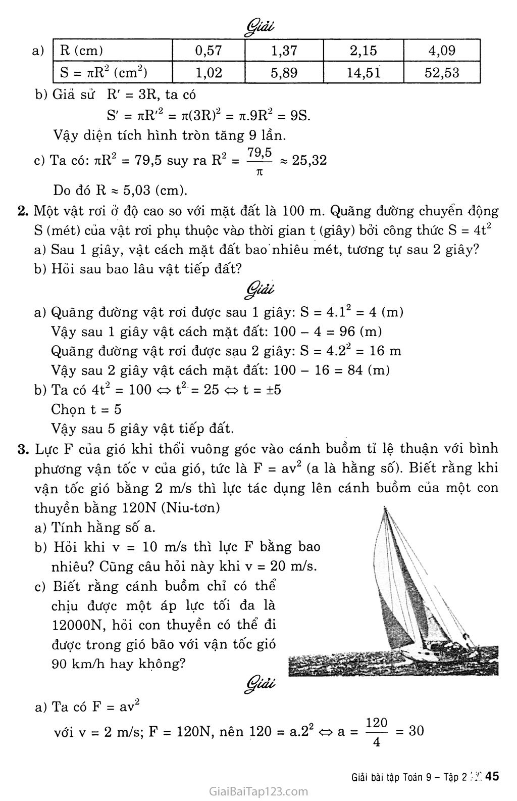 Bài 1. Hàm số y = ax2 (a khác 0) trang 3