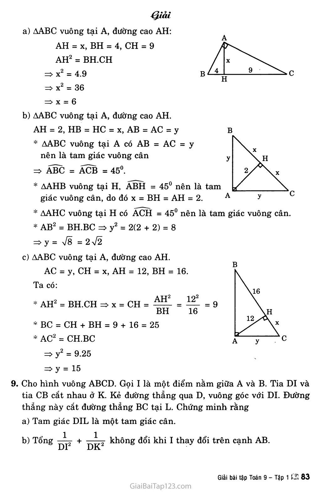 Bài 1. Một số hệ thức về cạnh và đường cao trong tam giác vuông trang 5