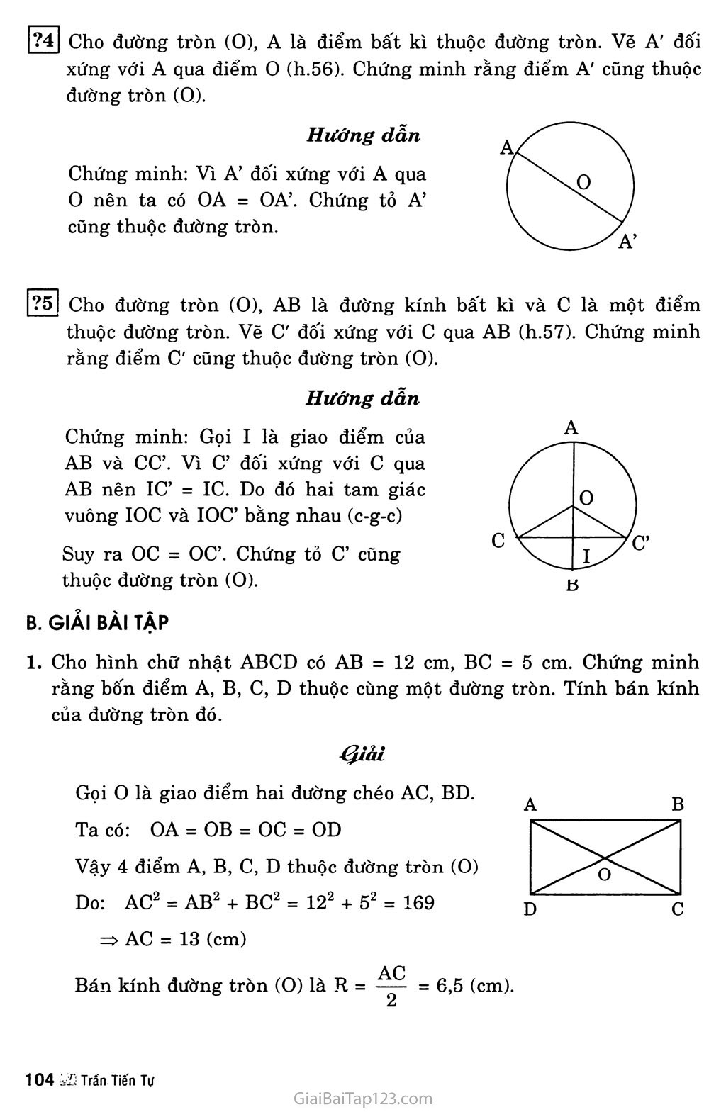 Bài 1. Sự xác định đường tròn - Tính chất đối xứng của đường tròn trang 2