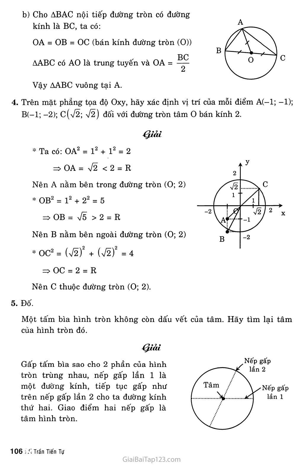 Bài 1. Sự xác định đường tròn - Tính chất đối xứng của đường tròn trang 4