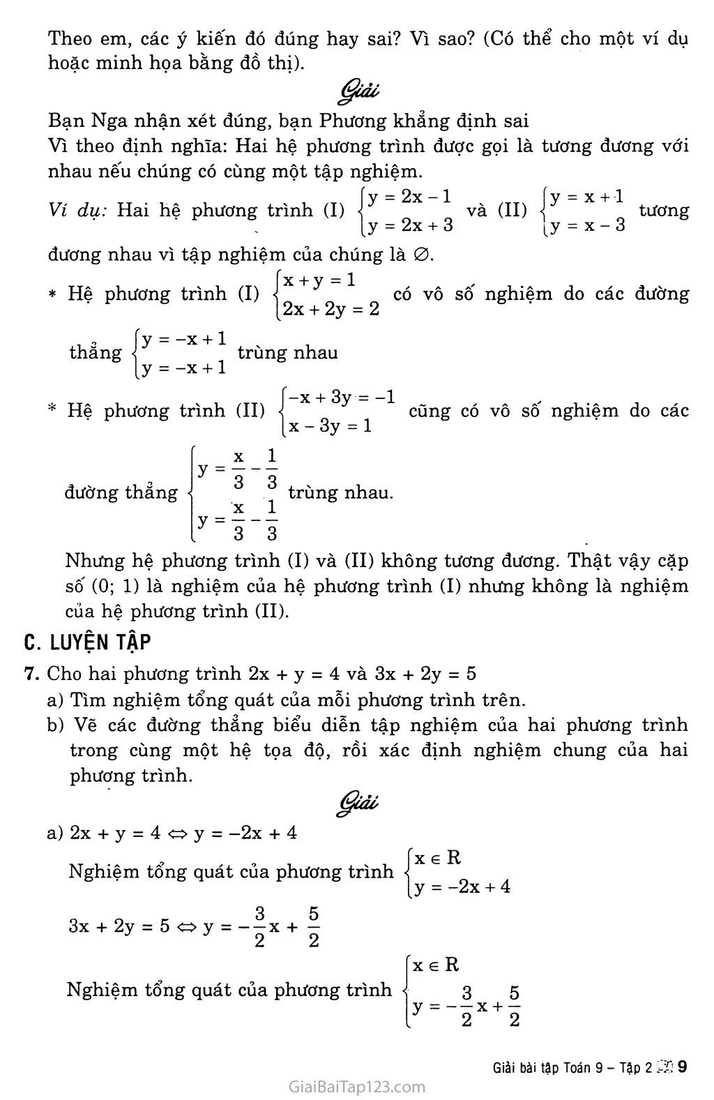 Bài 2. Hệ hai phương trình bậc nhất hai ẩn trang 4