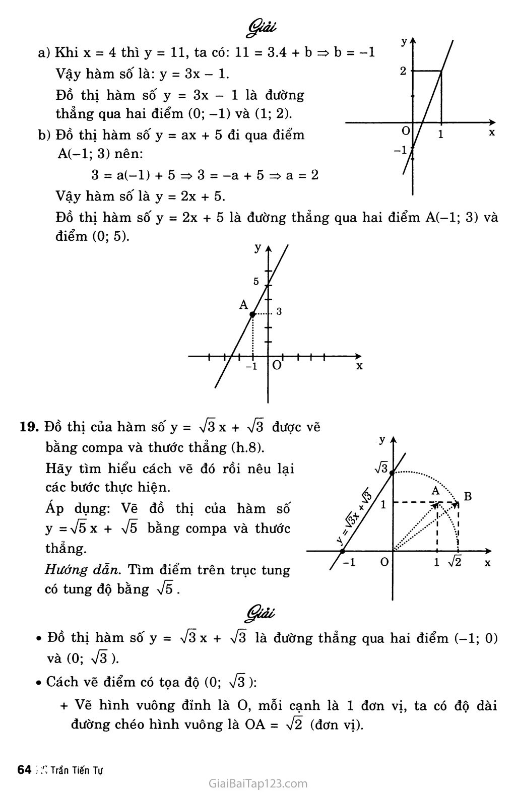 Bài 3. Đồ thị của hàm số y = ax + b (a khác 0) trang 6