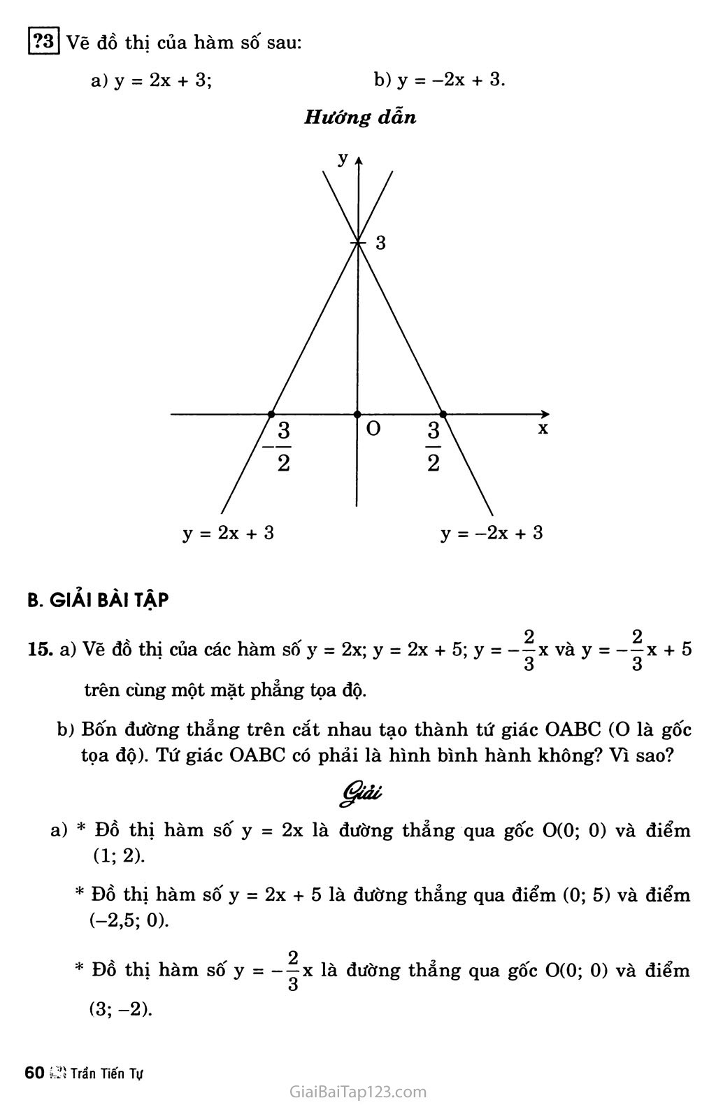 Bài 3. Đồ thị của hàm số y = ax + b (a khác 0) trang 2