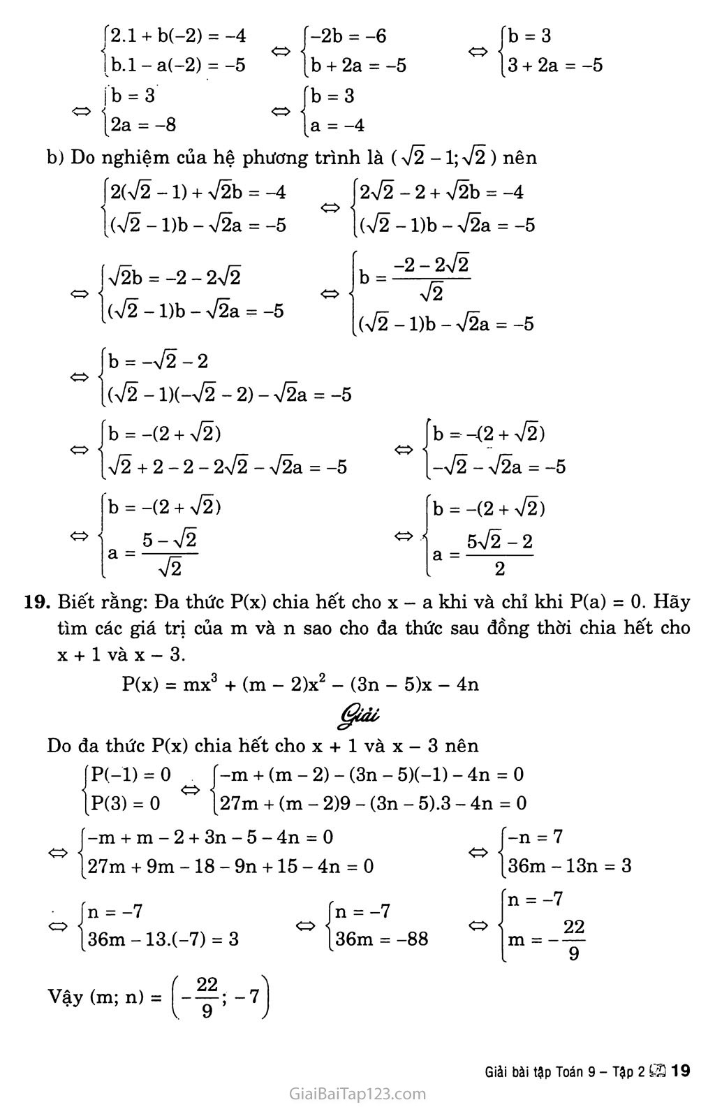 Bài 3. Giải hệ phương trình bằng phương pháp thay thế trang 8