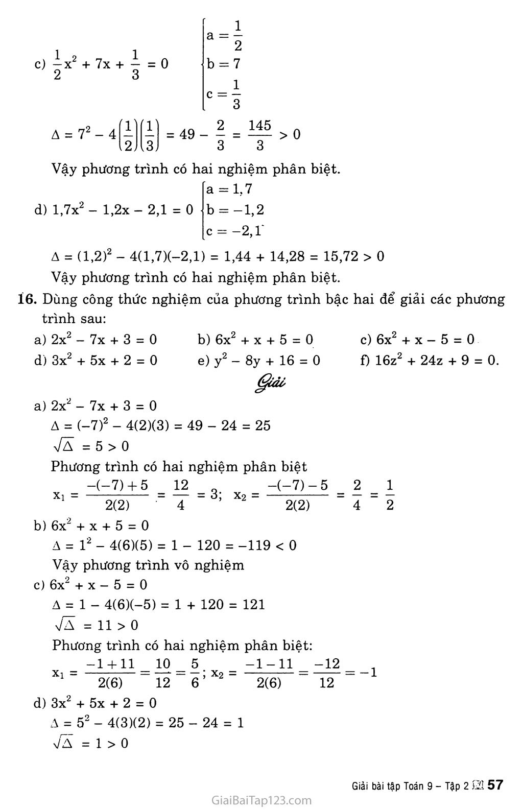 Bài 4. Công thức nghiệm của phương trình bậc hai trang 3