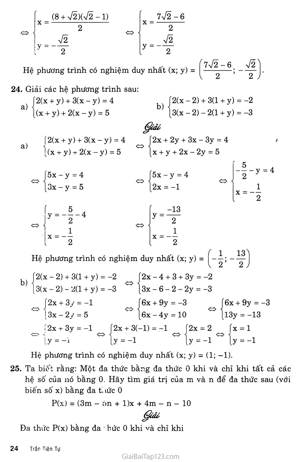 Bài 4. Giải hệ phương trình bằng phương pháp cộng đại số trang 5