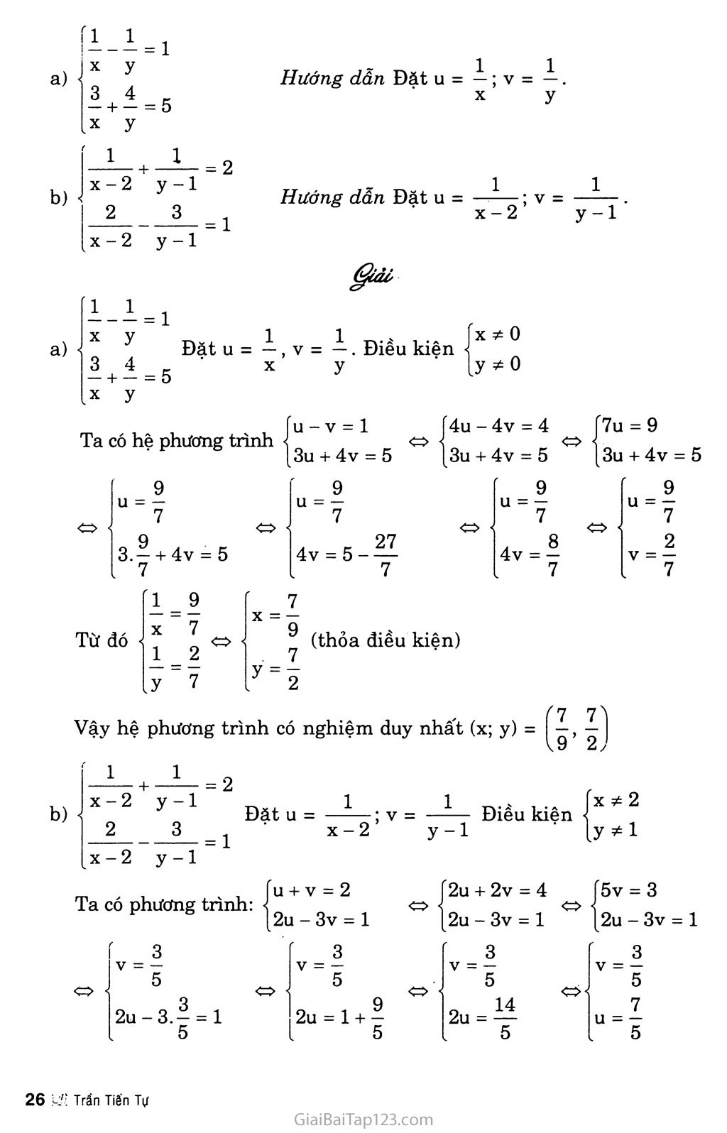 Bài 4. Giải hệ phương trình bằng phương pháp cộng đại số trang 7