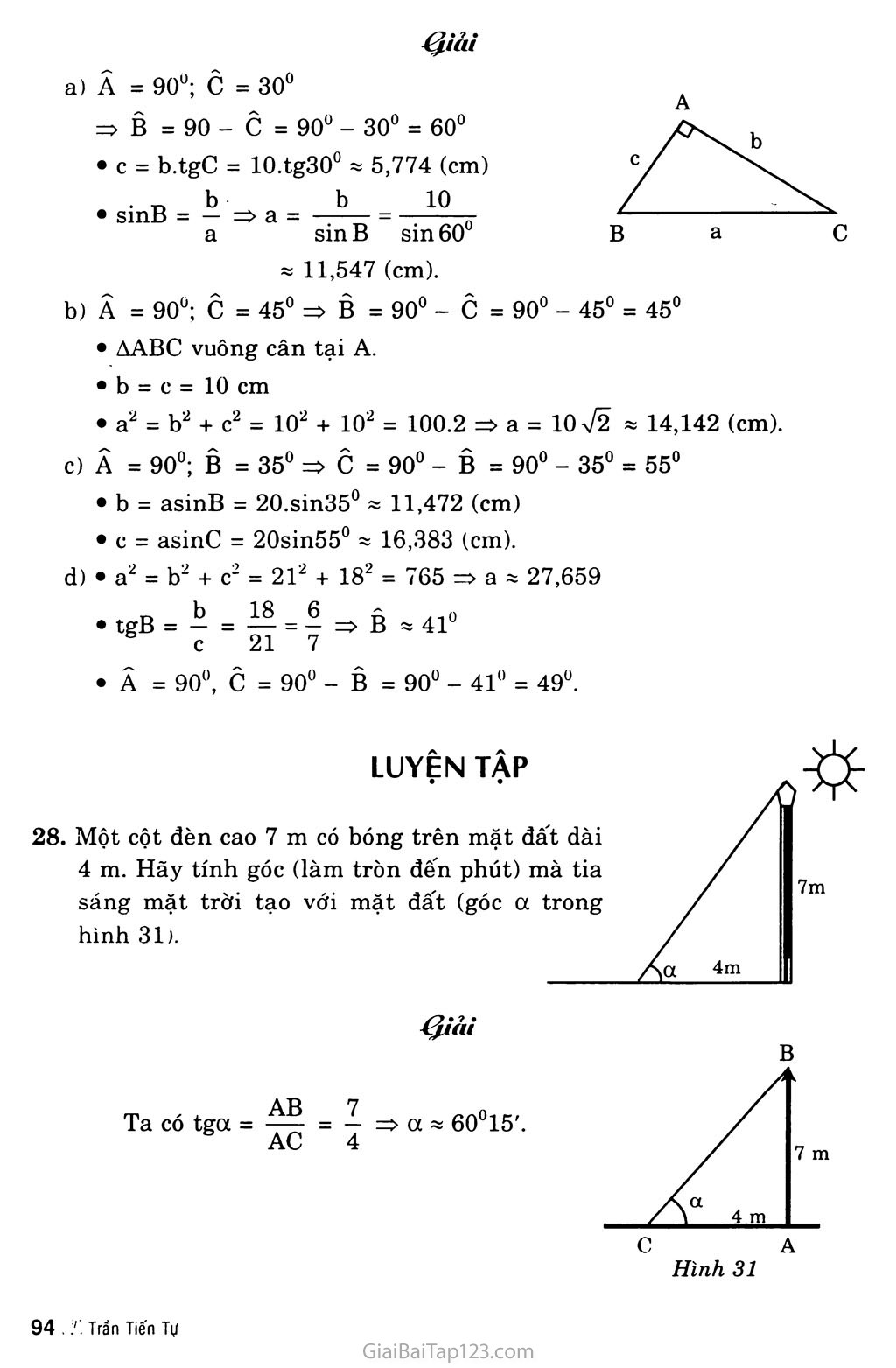 Bài 4. Một số hệ thức về cạnh và góc trong tam giác vuông trang 3