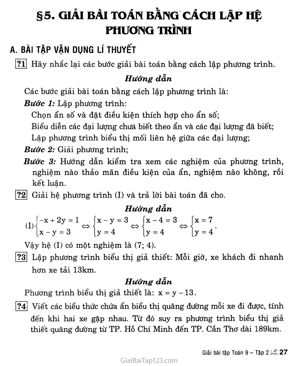 Bài 5. Giải bài toán bằng cách lập hệ phương trình trang 1