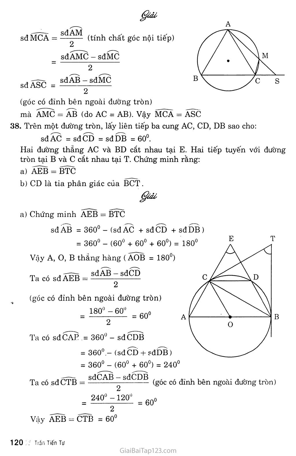 Bài 5. Góc có đỉnh ở bên trong đường tròn - Góc có đỉnh ở bên ngoài đường tròn trang 3