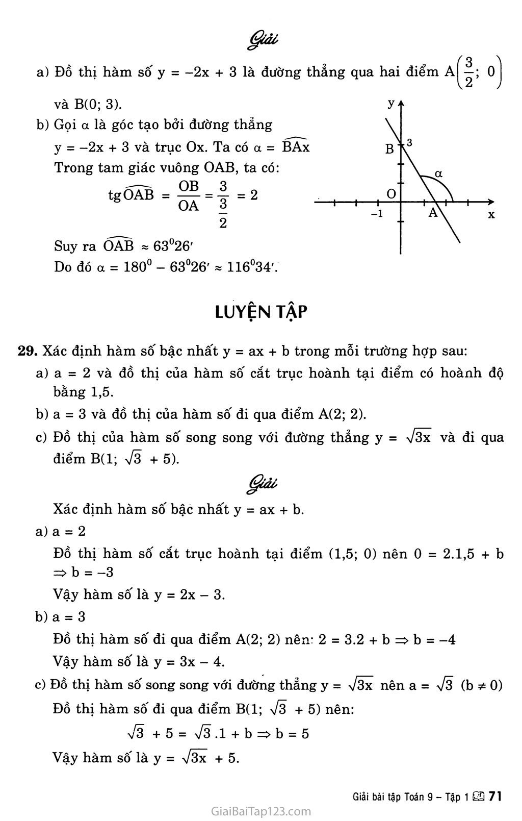 Bài 5. Hệ số góc của đường thẳng y = ax + b (a khác 0) trang 2