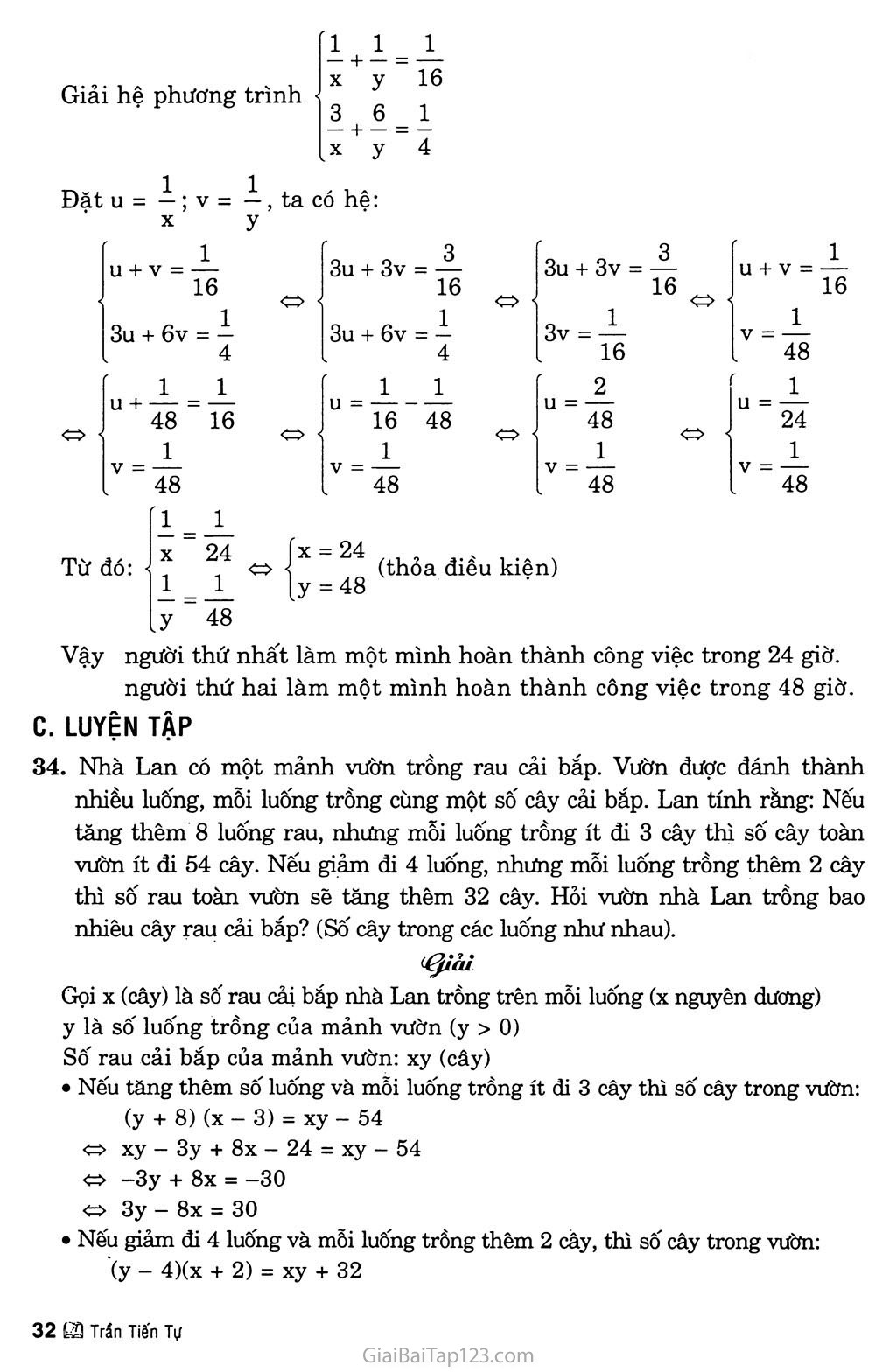 Bài 6. Giải bài toán bằng cách lập hệ phương trình (Tiếp theo) trang 3