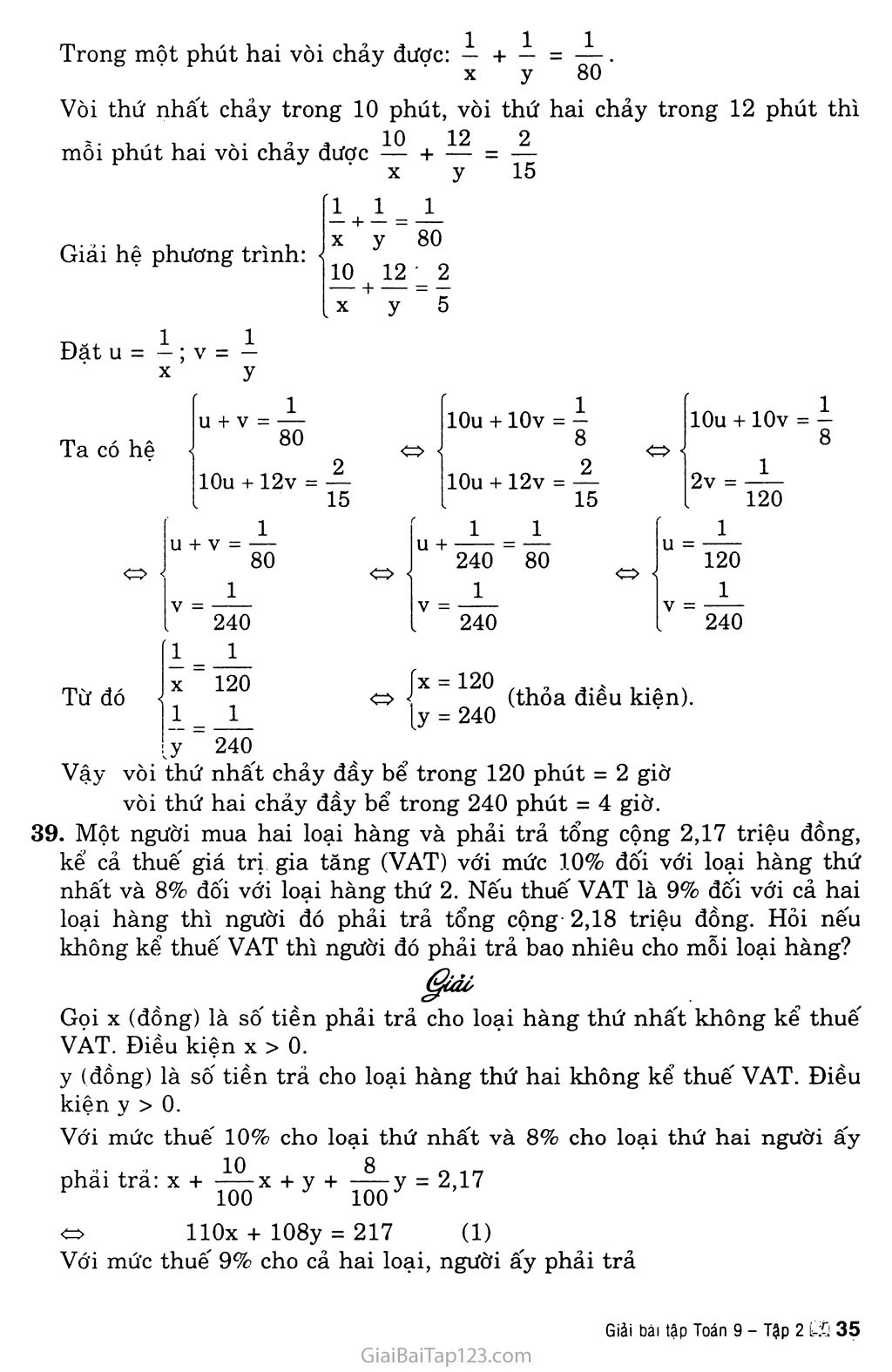 Bài 6. Giải bài toán bằng cách lập hệ phương trình (Tiếp theo) trang 6