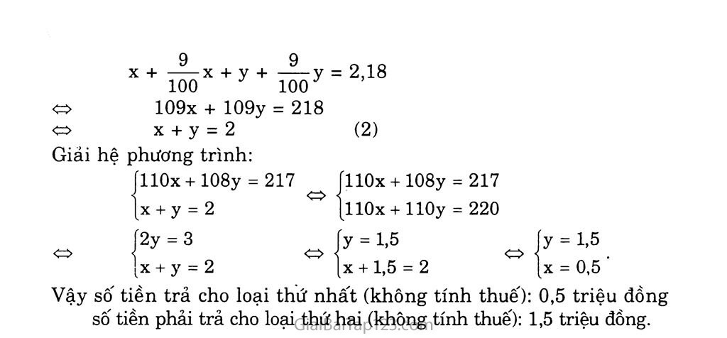 Bài 6. Giải bài toán bằng cách lập hệ phương trình (Tiếp theo) trang 7