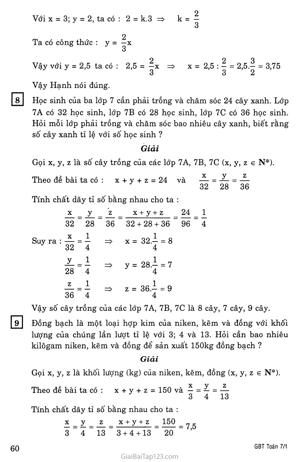 §2. Một số bài toán về đại lượng tỉ lệ thuận trang 3