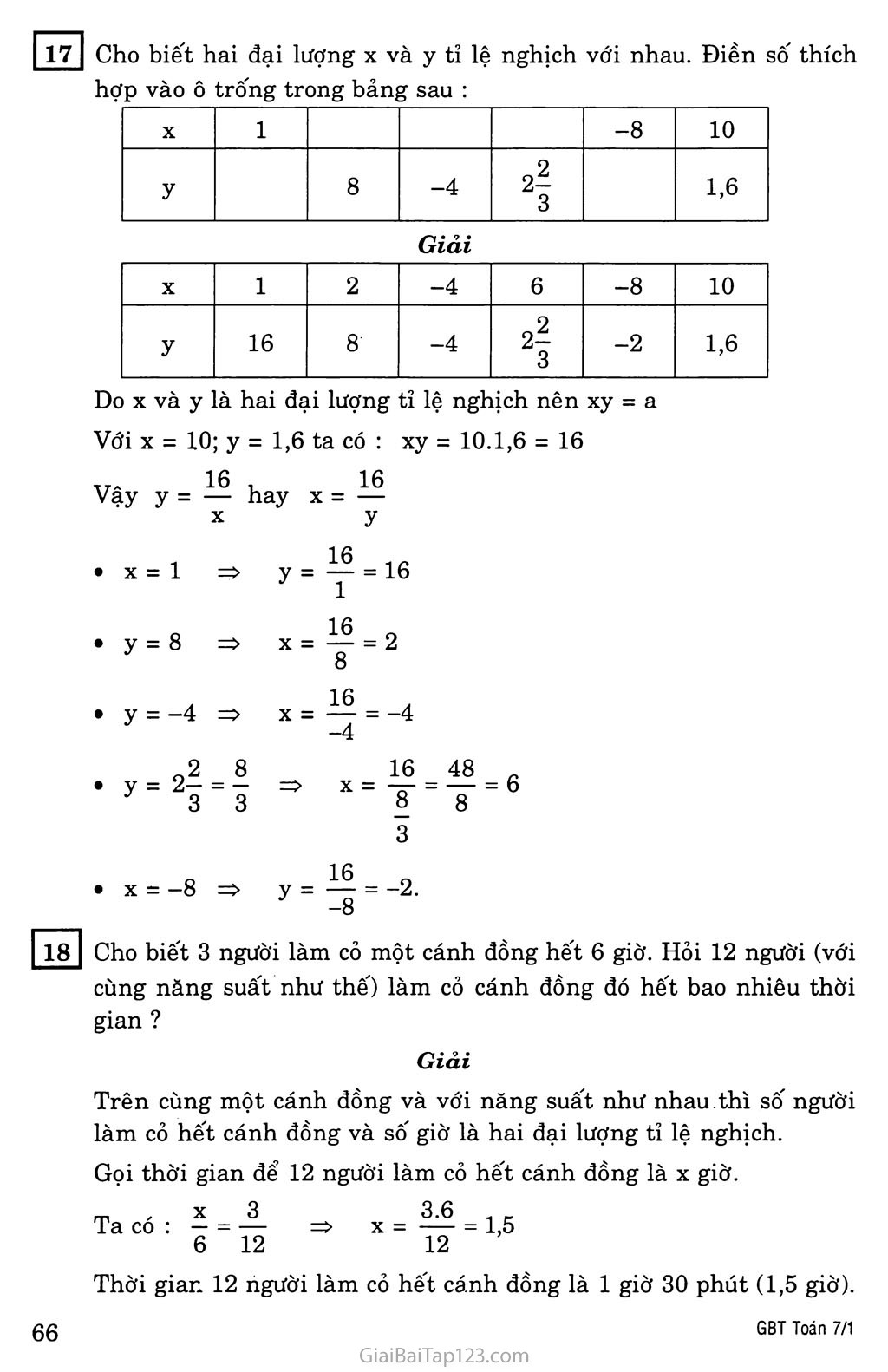§4. Một số bài toán về đại lượng tỉ lệ nghịch trang 2
