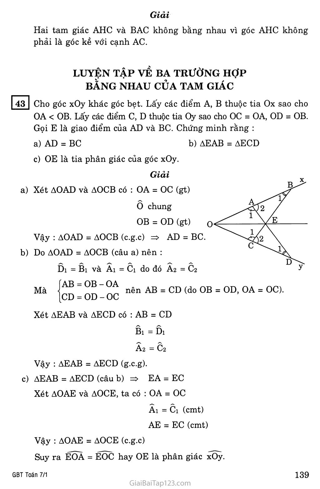 §5. Trường hợp bằng nhau thứ ba của tam giác: góc - cạnh - góc (g.c.g) trang 8