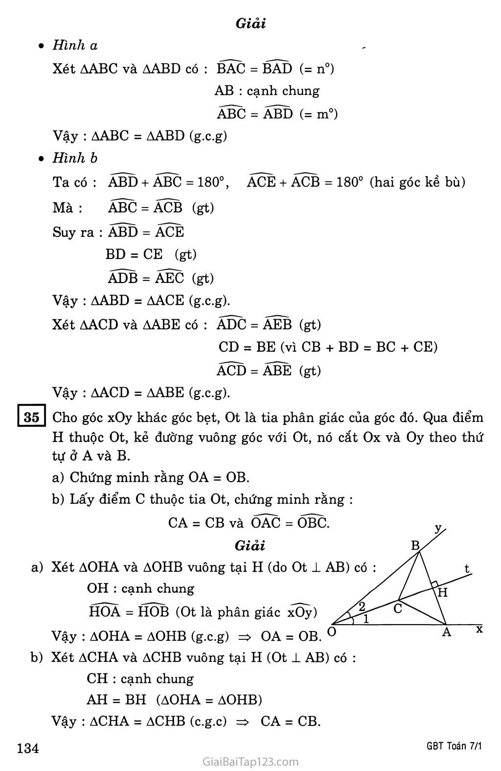§5. Trường hợp bằng nhau thứ ba của tam giác: góc - cạnh - góc (g.c.g) trang 3