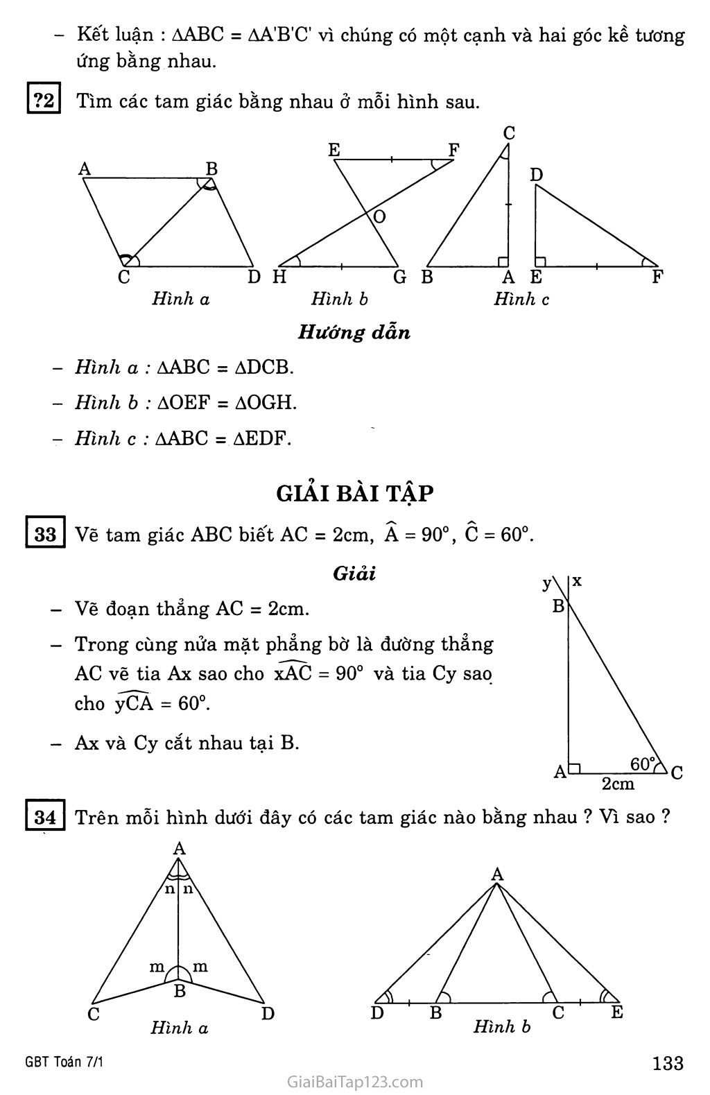 §5. Trường hợp bằng nhau thứ ba của tam giác: góc - cạnh - góc (g.c.g) trang 2
