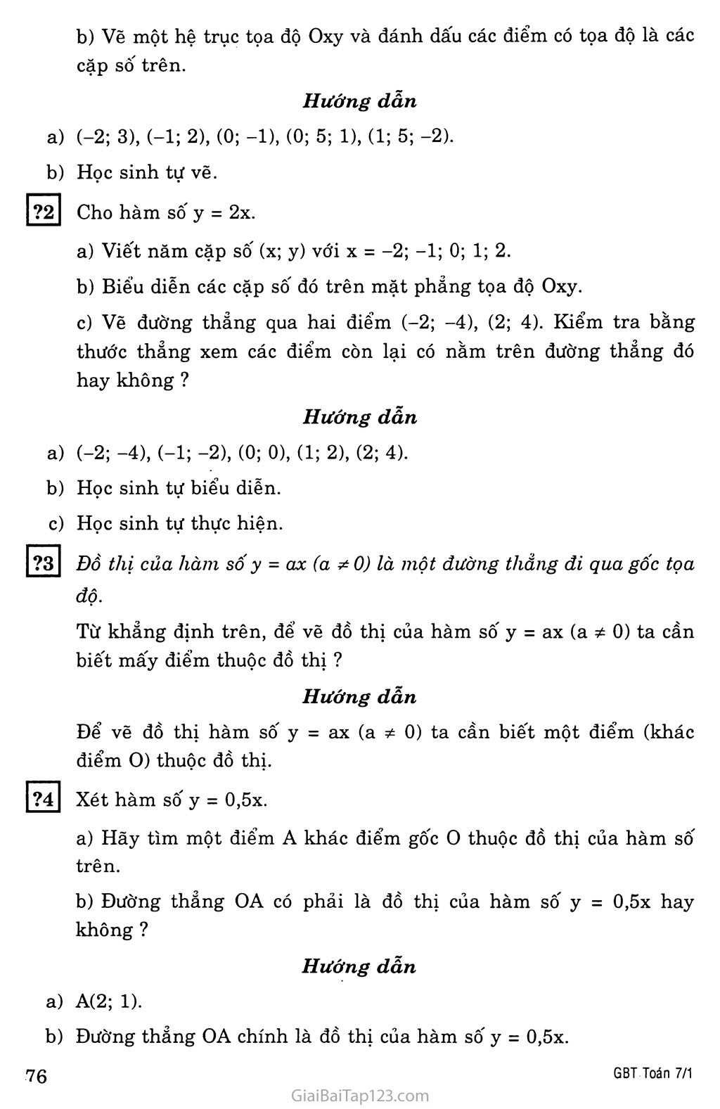 §7. Đồ thị của hàm số y = ax (a khác 0) trang 2