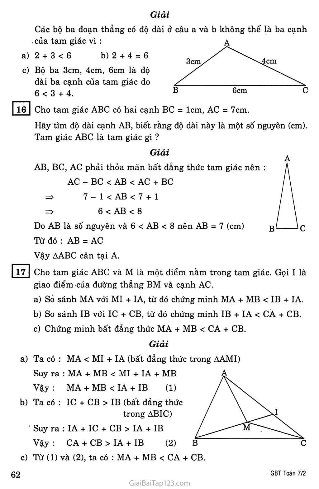 Bài 3. Quan hệ giữa ba cạnh của một tam giác - Bất đẳng thức tam giác trang 2
