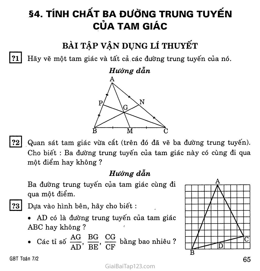 Bài 4. Tình chất ba đường trung tuyến của tam giác trang 1
