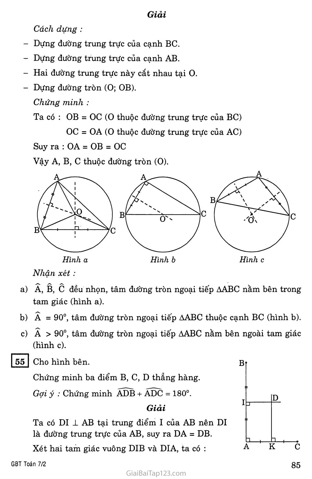 Bài 8. Tình chất ba đường trung trực của một tam giác trang 3
