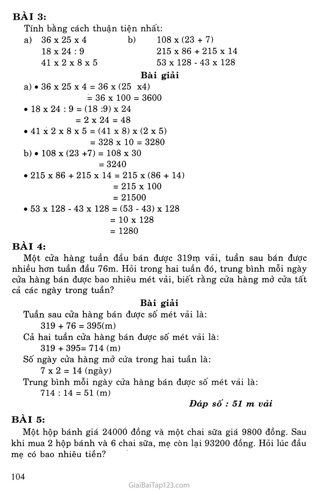 Tiết 157. Ôn tập về các phép tính với số tự nhiên (tiếp theo) trang 2
