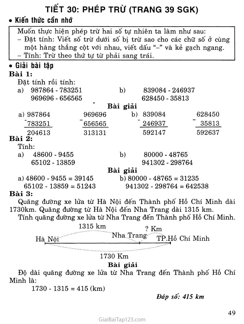 Tiết 30: Phép trừ trang 1 Tiết 30: Phép trừ trang 1