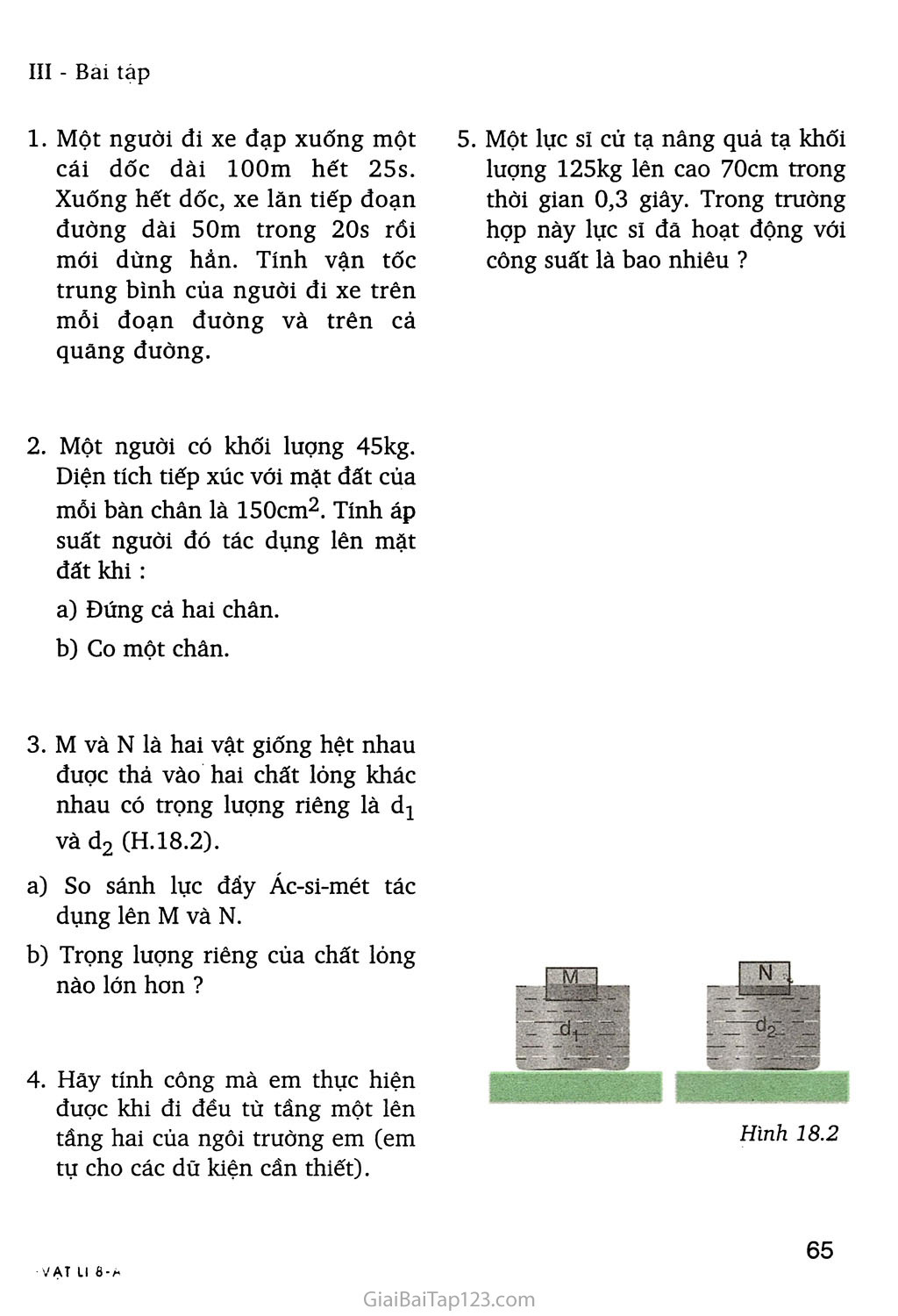 Bài 18. Câu hỏi và bài tập tổng kết chương I: Cơ học trang 4 Bài 18. Câu hỏi và bài tập tổng kết chương I: Cơ học trang 4