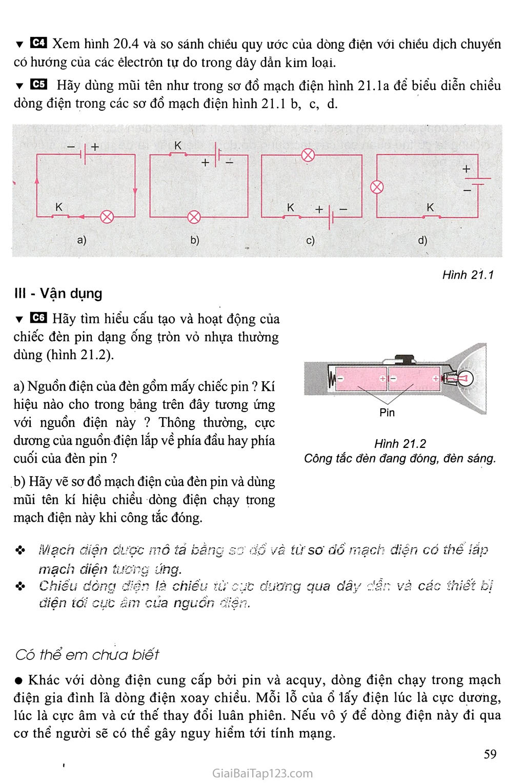 Bài 21. Sơ đồ mạch điện - Chiều dòng điện trang 2