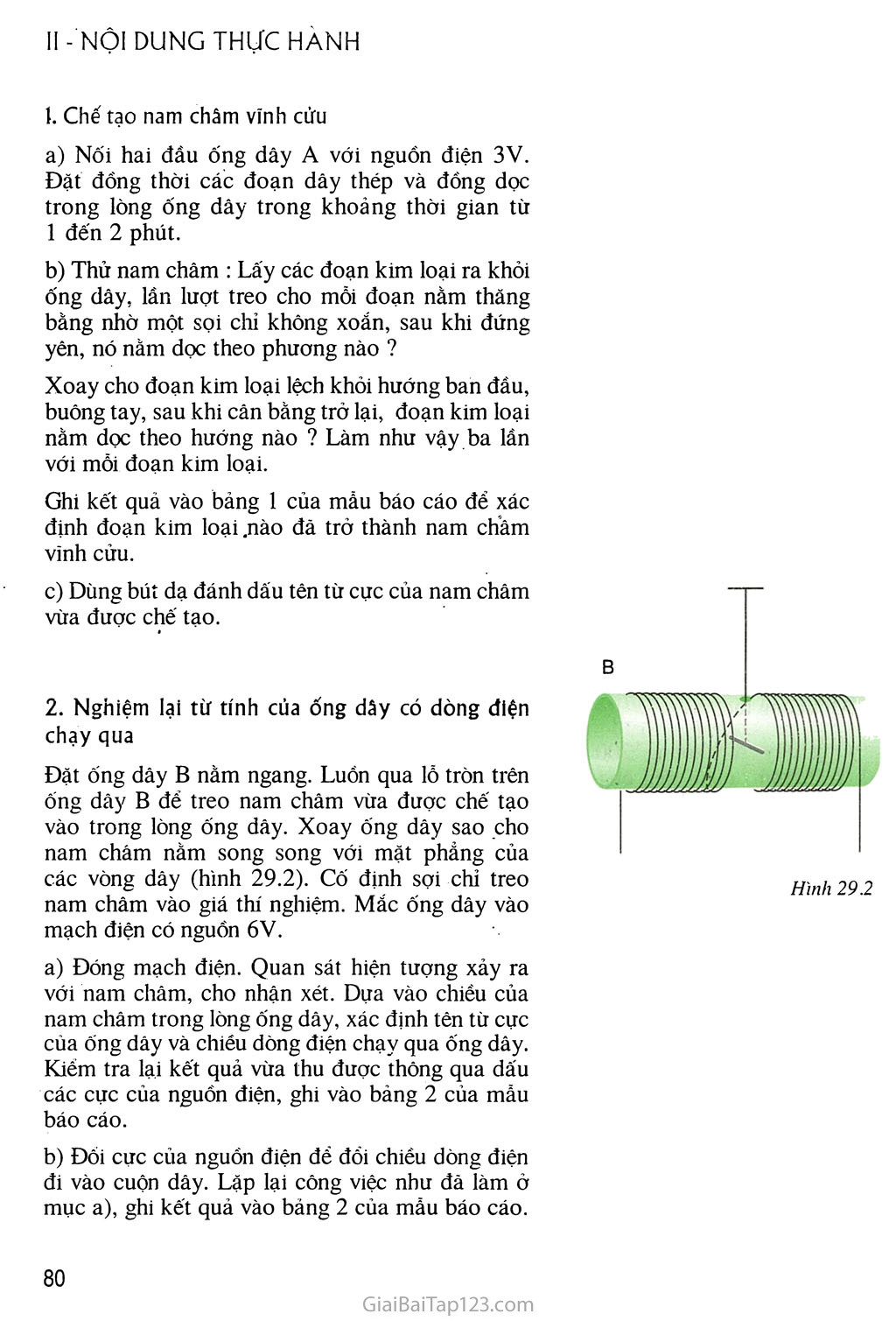 Bài 29 Thực hành: Chế tạo nam châm vĩnh cửu, nghiệm lại từ tính của ống dây có dòng điện trang 2