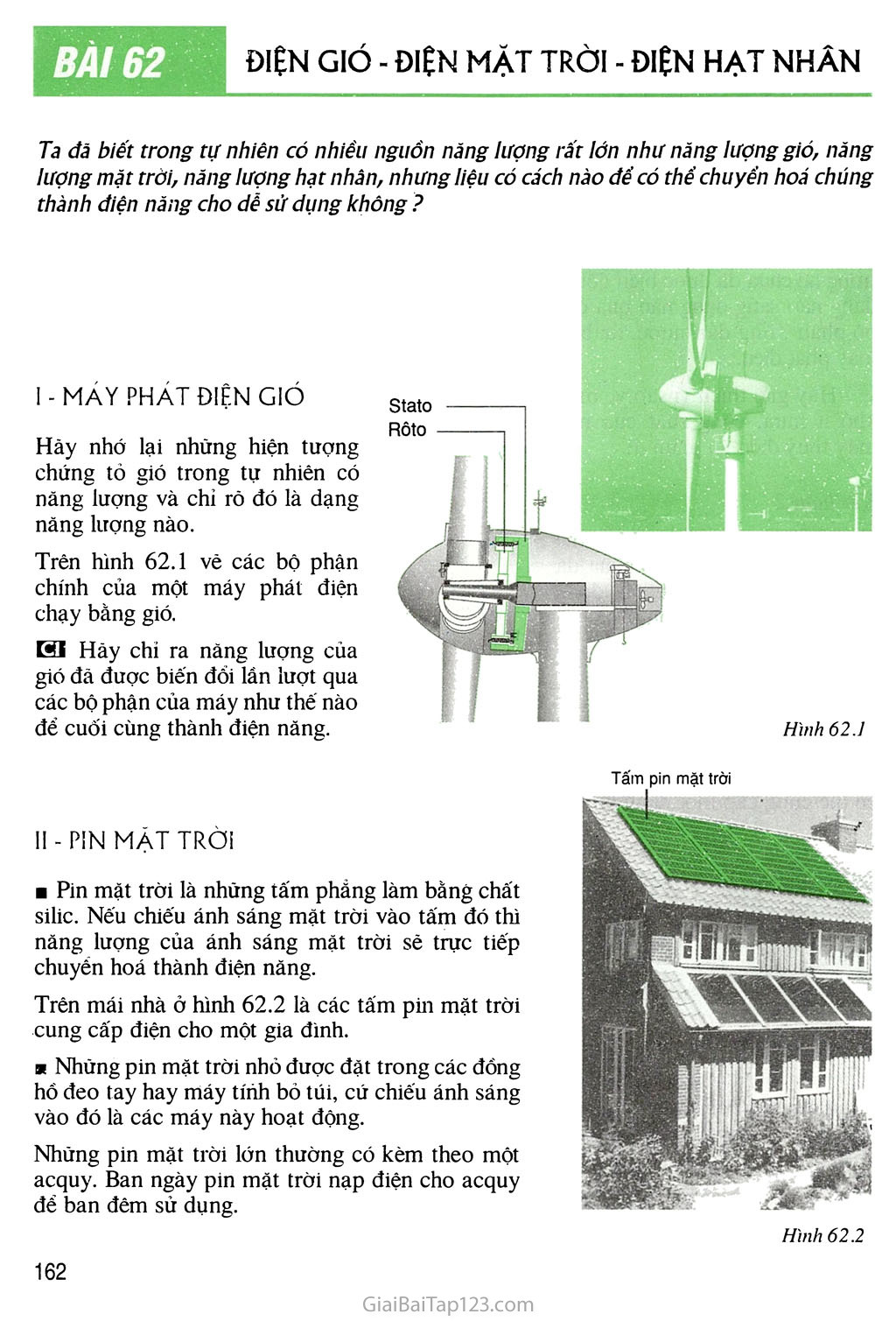 Bài 62 Điện gió - Điện mặt trời - Điện hạt nhân trang 1