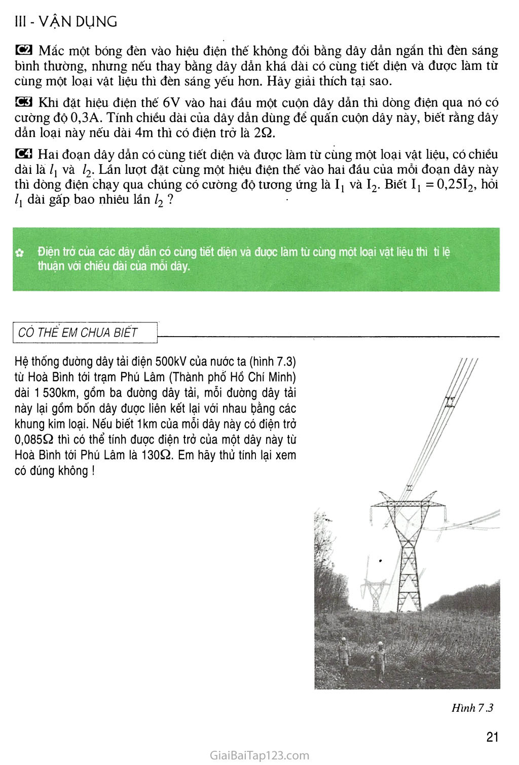 Bài 7 Sự phụ thuộc của điện trở vào chiều dài dây dẫn trang 3