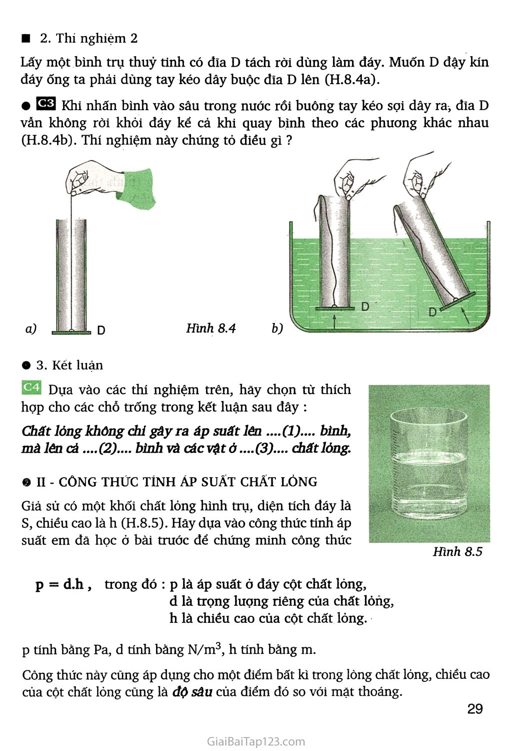 Bài 8. Áp suất chất lỏng - Bình thông nhau trang 2