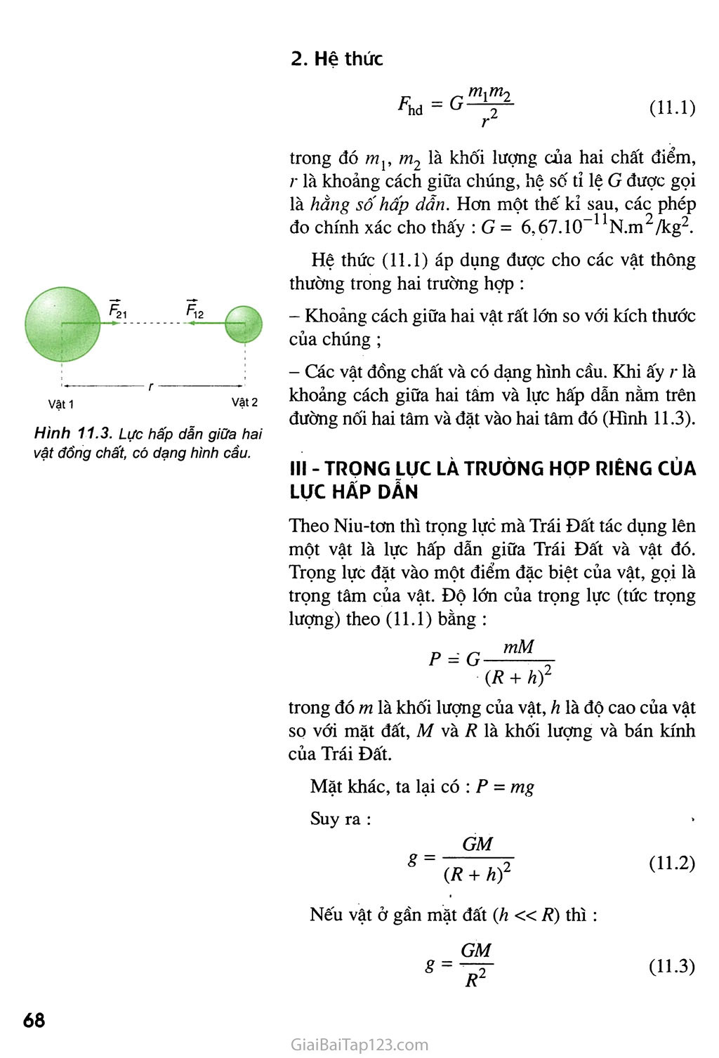 Bài 11. Lực hấp dẫn. Định luật vạn vật hấp dẫn trang 2
