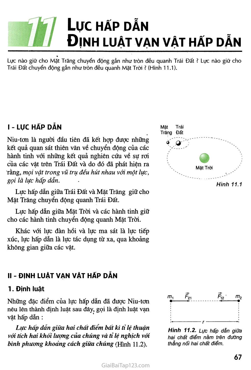 Bài 11. Lực hấp dẫn. Định luật vạn vật hấp dẫn trang 1