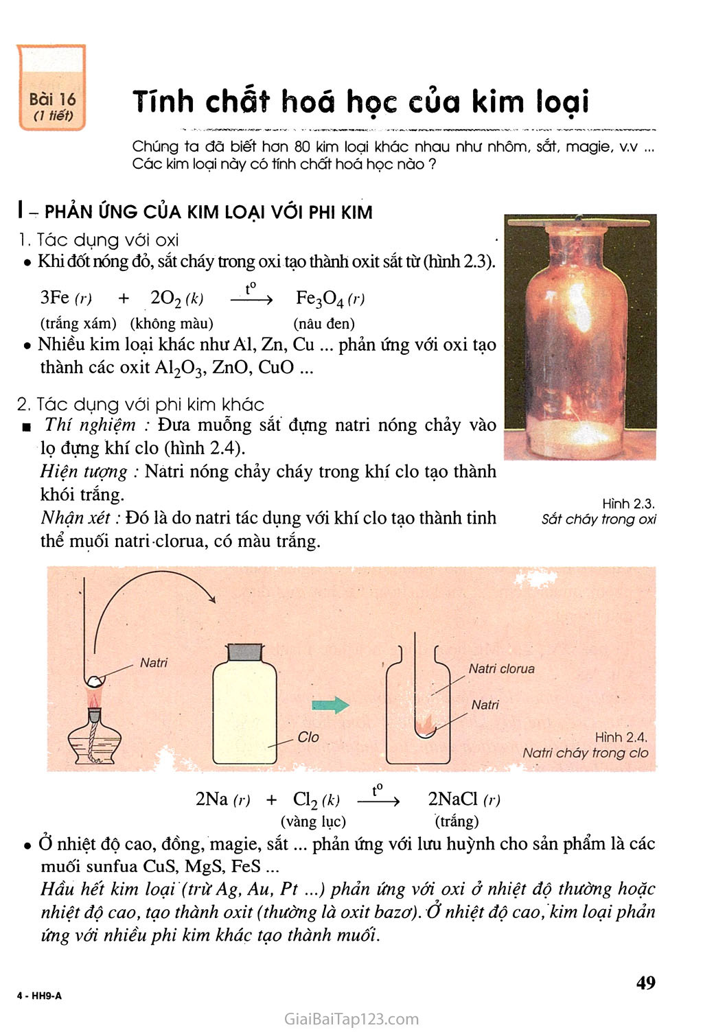 Bài 16: Tính chất hóa học của kim loại trang 1