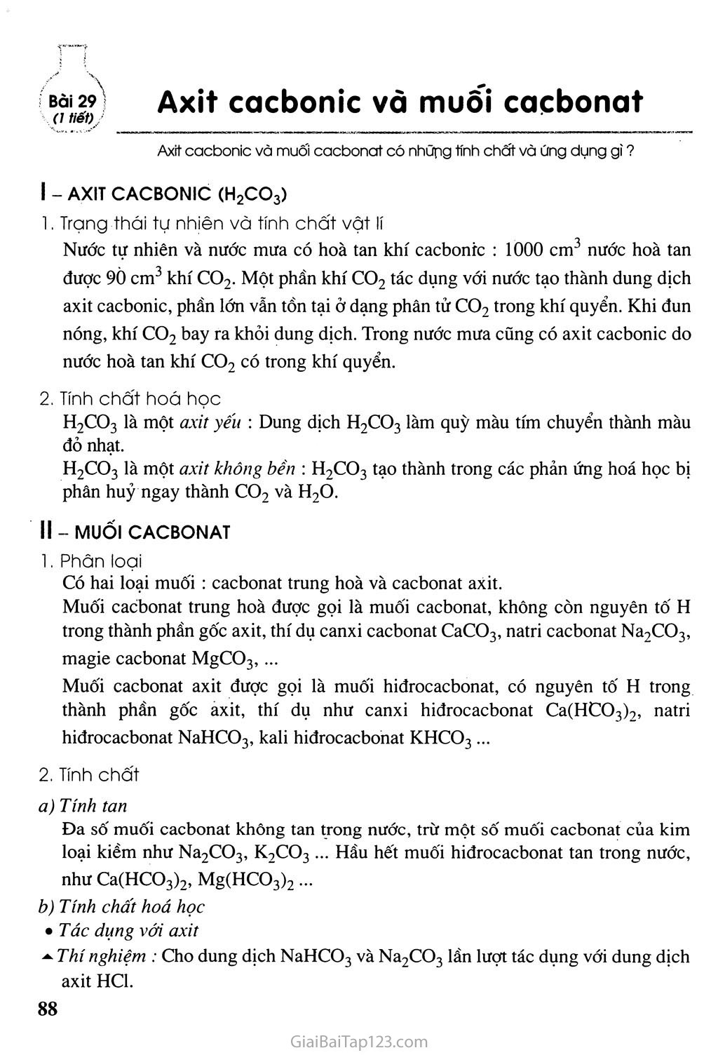 Bài 29: Axit cacbon và muối cacbonat trang 1