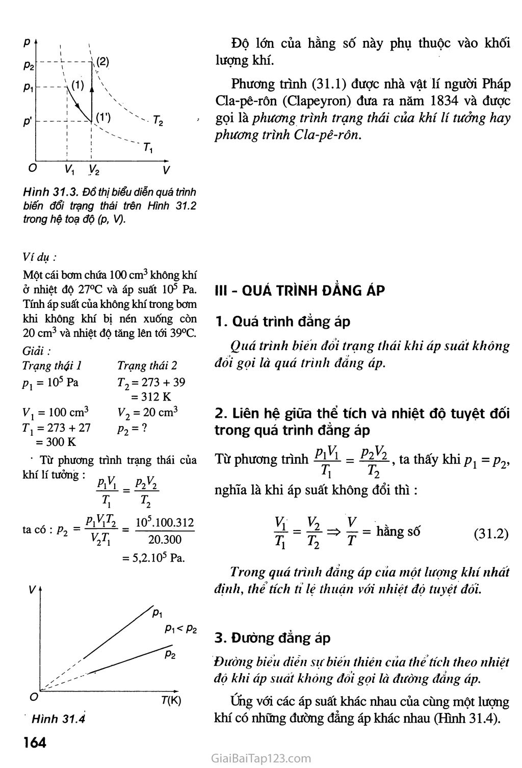 Bài 31. Phương trình trạng thái của khí lí tưởng trang 2