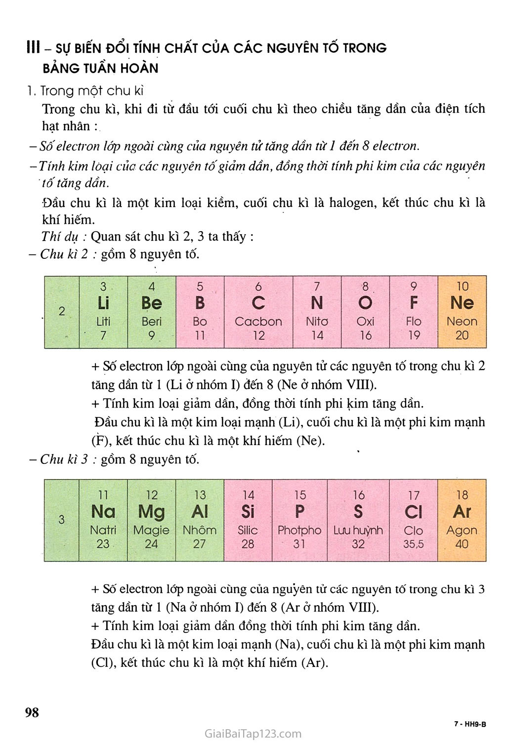 Bài 31: Sơ lược về bảng tuần hoàn các nguyên tố hóa học trang 3