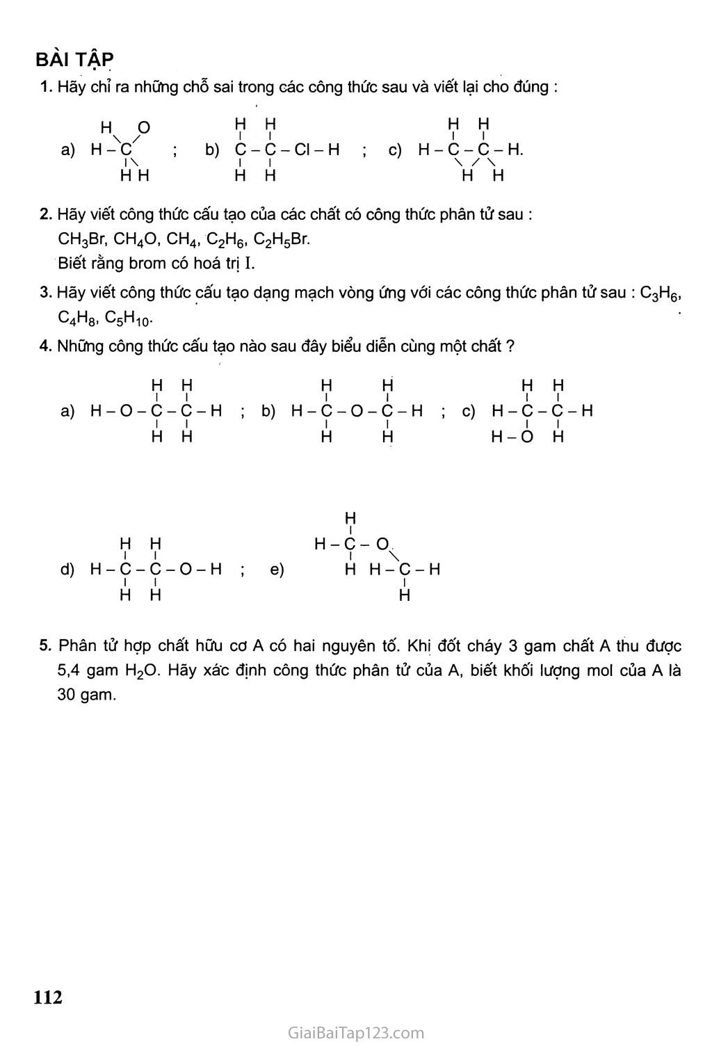 Bài 35: Cấu tạo phân tử hợp chất hữu cơ trang 4